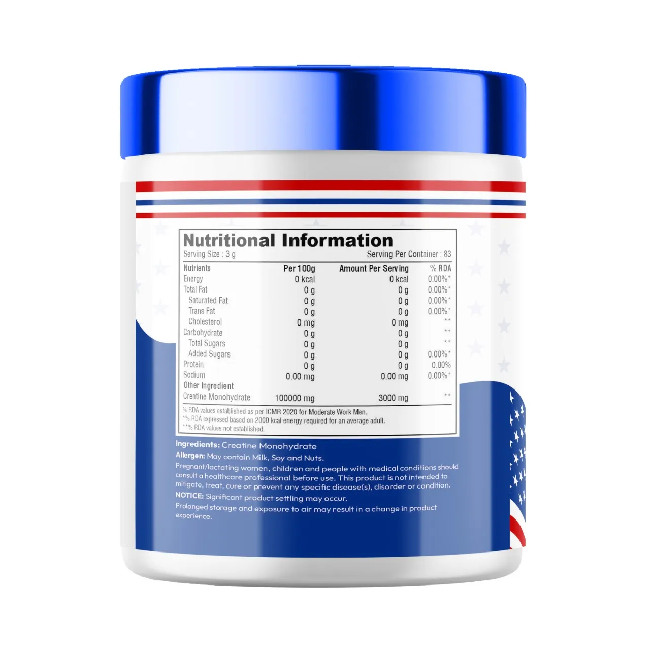 Creatine Pro Micronized Nutritional Fact
