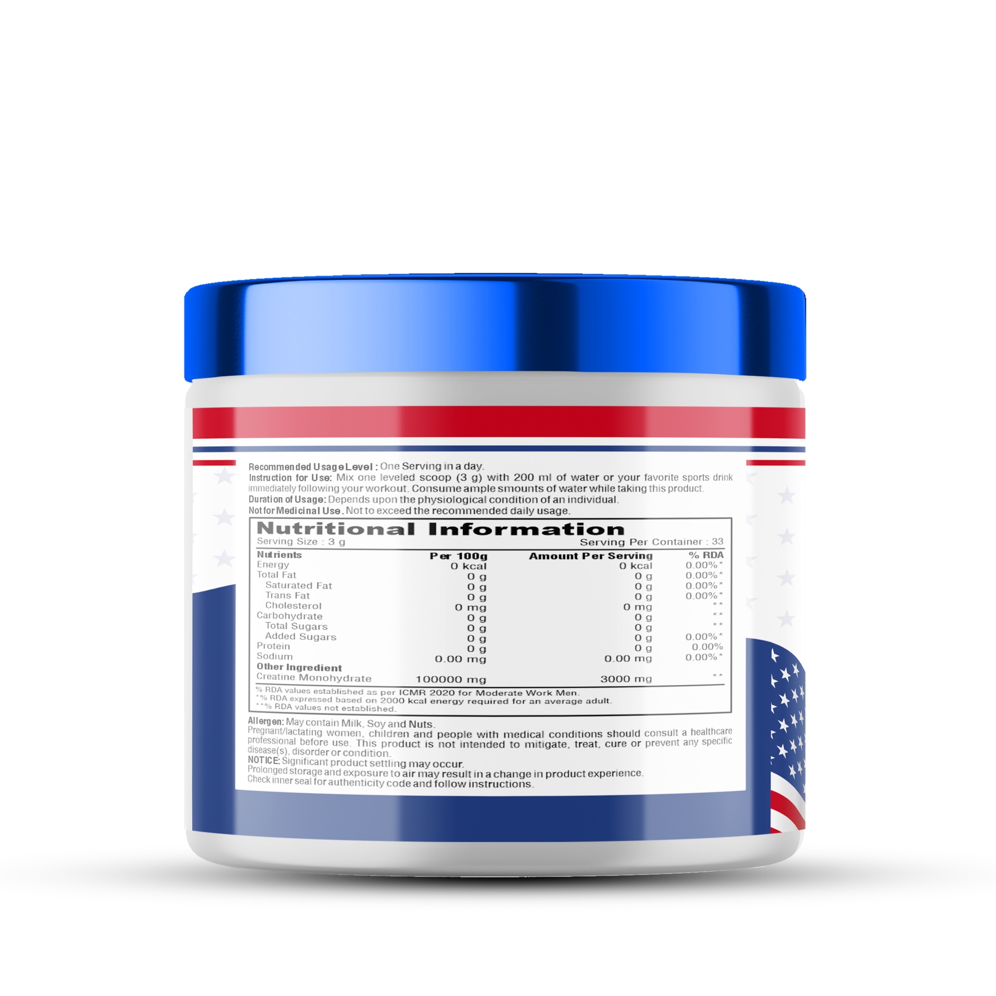 CREATINE 100GM Nutritional Fact